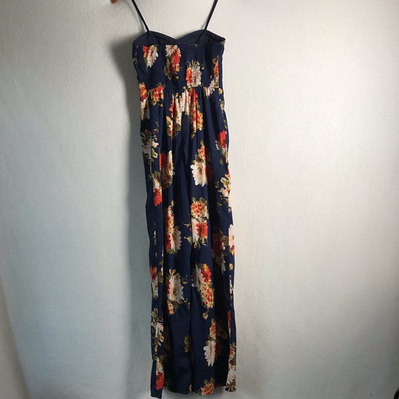 Band Of Gypsies Navy Floral Wide Leg Jumpsuit XS - Picture 10 of 11